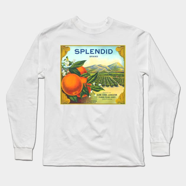 Splendid Brand Oranges Crate Label Long Sleeve T-Shirt by WAITE-SMITH VINTAGE ART